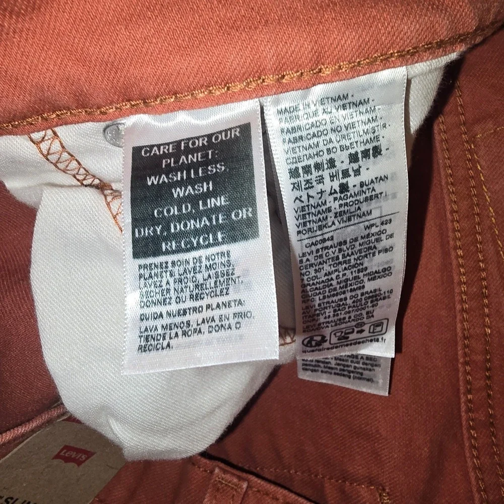Levi's 511 Slim Fit Jeans 32x30 Mens Burnt Orange Stretch Denim Fall